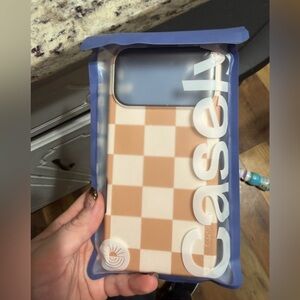Casely Tan and White Checkered Phone Case